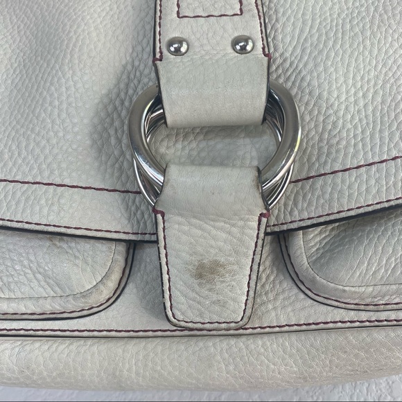 Coach Cream Leather Metal Ring Shoulder Flap Bag - Picture 5 of 14